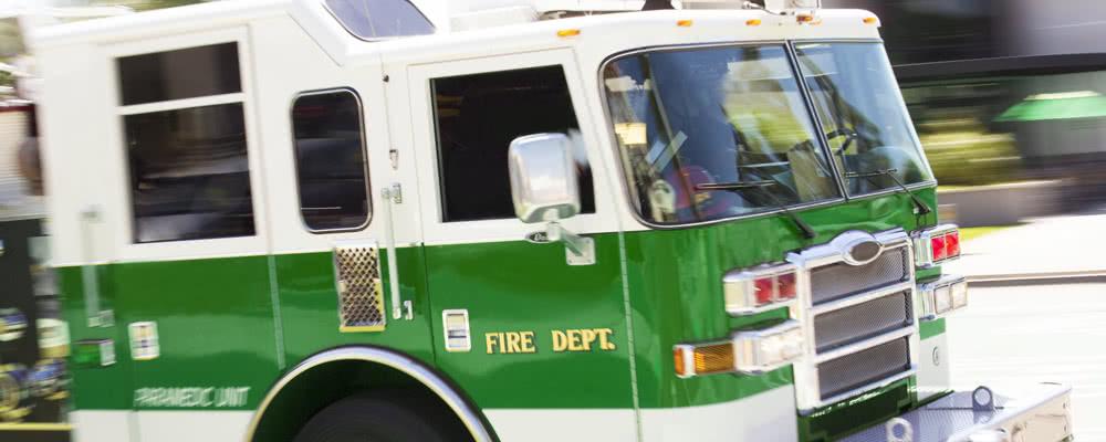 Green fire truck